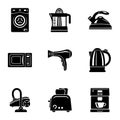 Kitchen inventory icons set, simple style