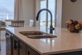 Kitchen island with double basin undermount sink black faucet and dishwasher