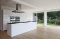 Kitchen island, wooden floor Royalty Free Stock Photo