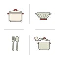 Kitchen items color icons set