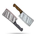 Kitchen knife, cartoon backsword. Vector illustration on white background.