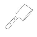 Kitchen knife drawn in the style of Doodle.Black and white image.Monochrome.Outline drawing.Vector image