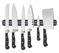 Kitchen knife. Iron restaurant utensil silhouette of sharp metallic knives realistic collection Royalty Free Stock Photo