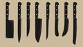 Kitchen Knife Set - Vector Illustration - On Beige Background Royalty Free Stock Photo