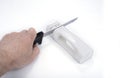 Kitchen Knife sharpener on a white background Royalty Free Stock Photo