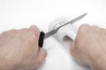 Kitchen Knife sharpener on a white background Royalty Free Stock Photo