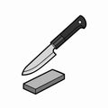 Kitchen Knife and Sharpening Stone Vector Illustration Royalty Free Stock Photo