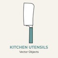 Kitchen knife vector isolate illustration. Vector line illustration icon menu banner flayer. Kitchen cutlery simple logo Royalty Free Stock Photo