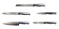 Kitchen knife on a white background with clipping path. Closeup with no shadows. Stainless steel knife.Big set of diffe Royalty Free Stock Photo