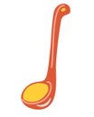 Kitchen ladle icon. Kitchen ladle utensils or kitchenware closeup. Tableware logo for the Internet and digital. Flat cartoon