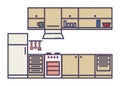 Kitchen line art illustration modern vector Royalty Free Stock Photo