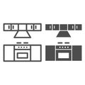 Kitchen line and glyph icon. Interior vector illustration isolated on white. Furniture outline style design, designed Royalty Free Stock Photo