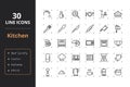 30 Kitchen Line Icons Royalty Free Stock Photo