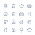 Kitchen line icons set isolated over white Royalty Free Stock Photo