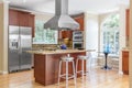 Kitchen in luxury home with stainless steel appliances. Royalty Free Stock Photo