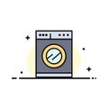 Kitchen, Machine, Washing Business Flat Line Filled Icon Vector Banner Template