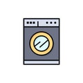 Kitchen, Machine, Washing Flat Color Icon. Vector icon banner Template