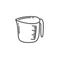 Kitchen measuring cup doodle icon, vector illustration