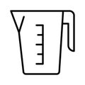 Kitchen measuring cup icon. Jug with measuring scale. Beaker for chemical experiments