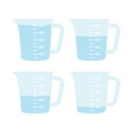 Kitchen measuring cups with various amount of liquid