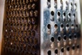 Kitchen metal grater. Close-up view Royalty Free Stock Photo