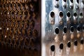 A kitchen metal grater. Close-up front view Royalty Free Stock Photo