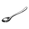 Kitchen metal spoon or tablespoon vector sketch drawing. For food catering serve, silverware, cutlery, utensil, restaurant and