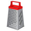 Kitchen metallic tetrahedral grater with a plastic handle on top