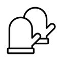 Kitchen mitten vector, Barbecue related line style editable stroke icon Royalty Free Stock Photo