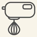 Kitchen mixer line icon. Electric hand mixer symbol, outline style pictogram on beige background. Kitchen equipment sign Royalty Free Stock Photo