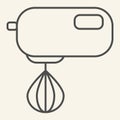 Kitchen mixer thin line icon. Electric hand mixer symbol, outline style pictogram on beige background. Kitchen equipment Royalty Free Stock Photo