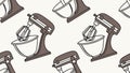 Kitchen Mixers Pattern Vector, Baking and Cooking Tools, vector design Generative AI Royalty Free Stock Photo