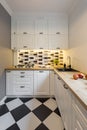 Kitchen with modern floor tiles Royalty Free Stock Photo