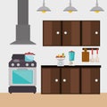 Kitchen modern scene icons