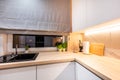 Kitchen in a modern small apartment for rent Royalty Free Stock Photo