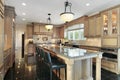 Kitchen with oak wood cabinetry Royalty Free Stock Photo