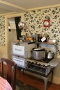 Kitchen with old fashioned Glenwood stove,Strawbery Banke, New Hampshire, 2017 Royalty Free Stock Photo