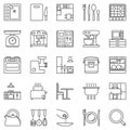 Kitchen outline icons set - vector Appliances and Utensils signs Royalty Free Stock Photo