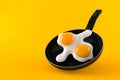 Kitchen pan with frying eggs