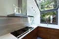 Kitchen with panoramic window Royalty Free Stock Photo