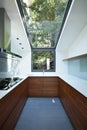 Kitchen with panoramic window Royalty Free Stock Photo