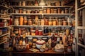 a kitchen pantry overflowing with delicious foods, ready to be cooked