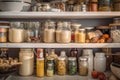 a kitchen pantry overflowing with delicious foods, ready to be cooked