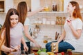 Kitchen party cooking hobby leisure female friends Royalty Free Stock Photo