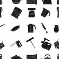 Kitchen pattern icons in black style. Big collection of kitchen vector symbol stock illustration Royalty Free Stock Photo