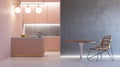 Kitchen pink minimalistic interior
