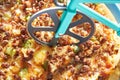 Kitchen pizza cutter bicycle Royalty Free Stock Photo