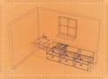 Kitchen Plan - Retro Blueprint