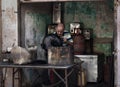 Kitchen in a poor Indian tavern