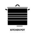 kitchen pot symbol icon, black vector sign with editable strokes, concept illustration Royalty Free Stock Photo